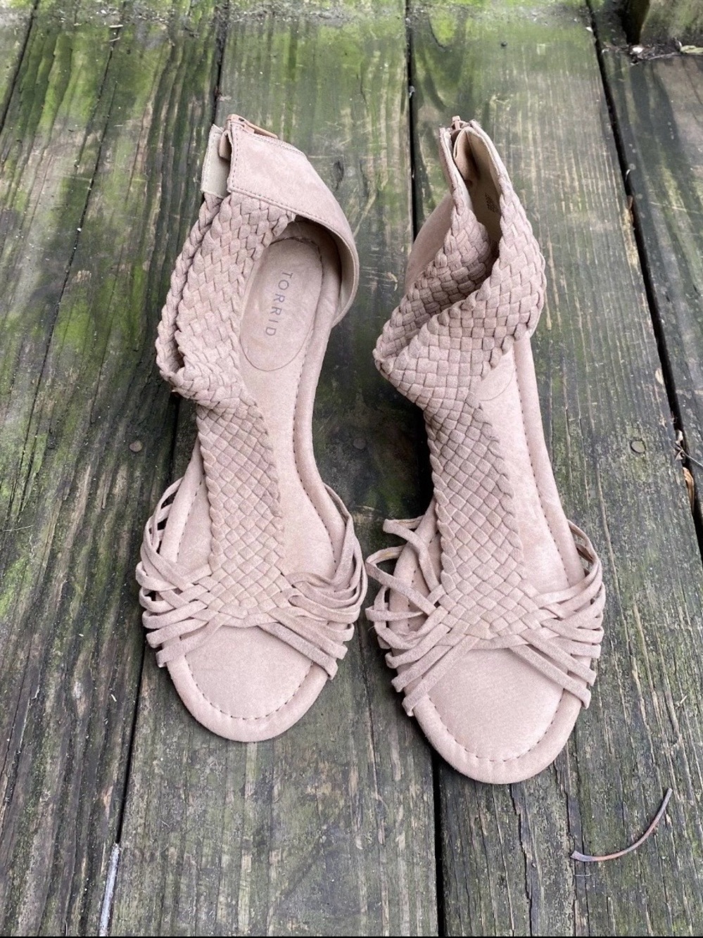 Torrid Tan Braided Open Toe Wedge Sandals Women's Size 11 W